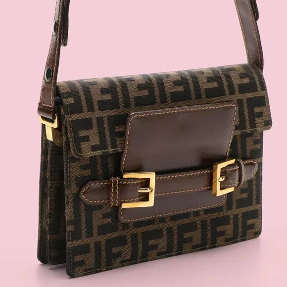 Fendi Tobacco Monogram Zucca Canvas Shoulder Bag - Picture 3 of 13